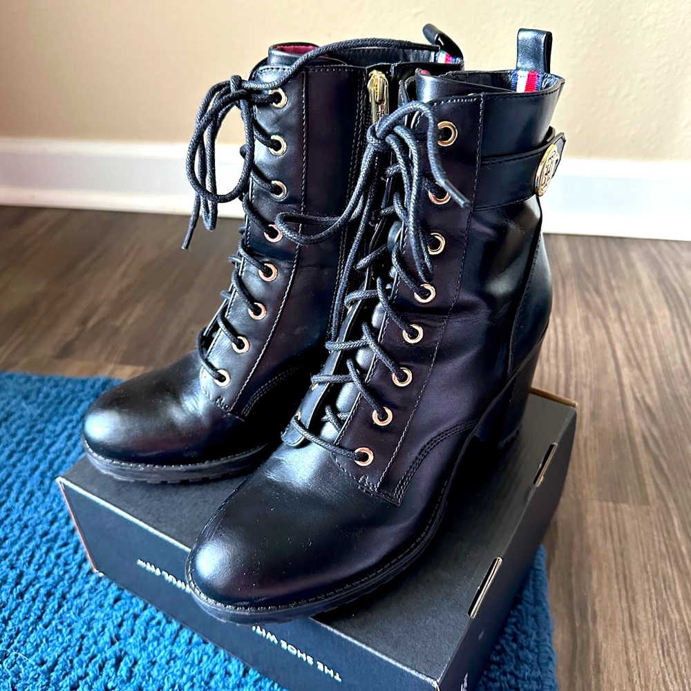 Tommy Hilfiger Black Platform Booties 3” Heels